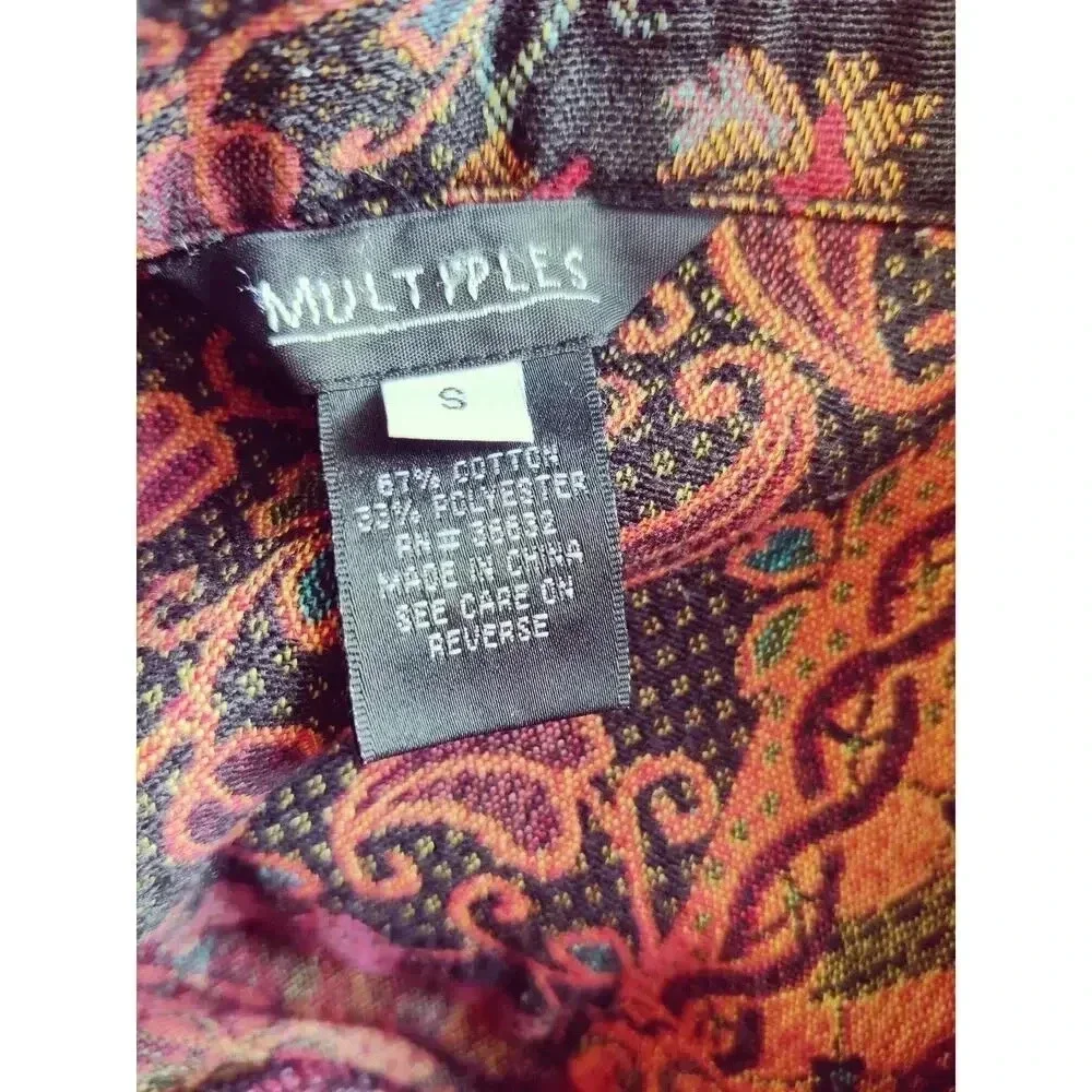 Multiples Tapestry Jacket Size S Patchwork Boho Floral‎ Multicolor Collared